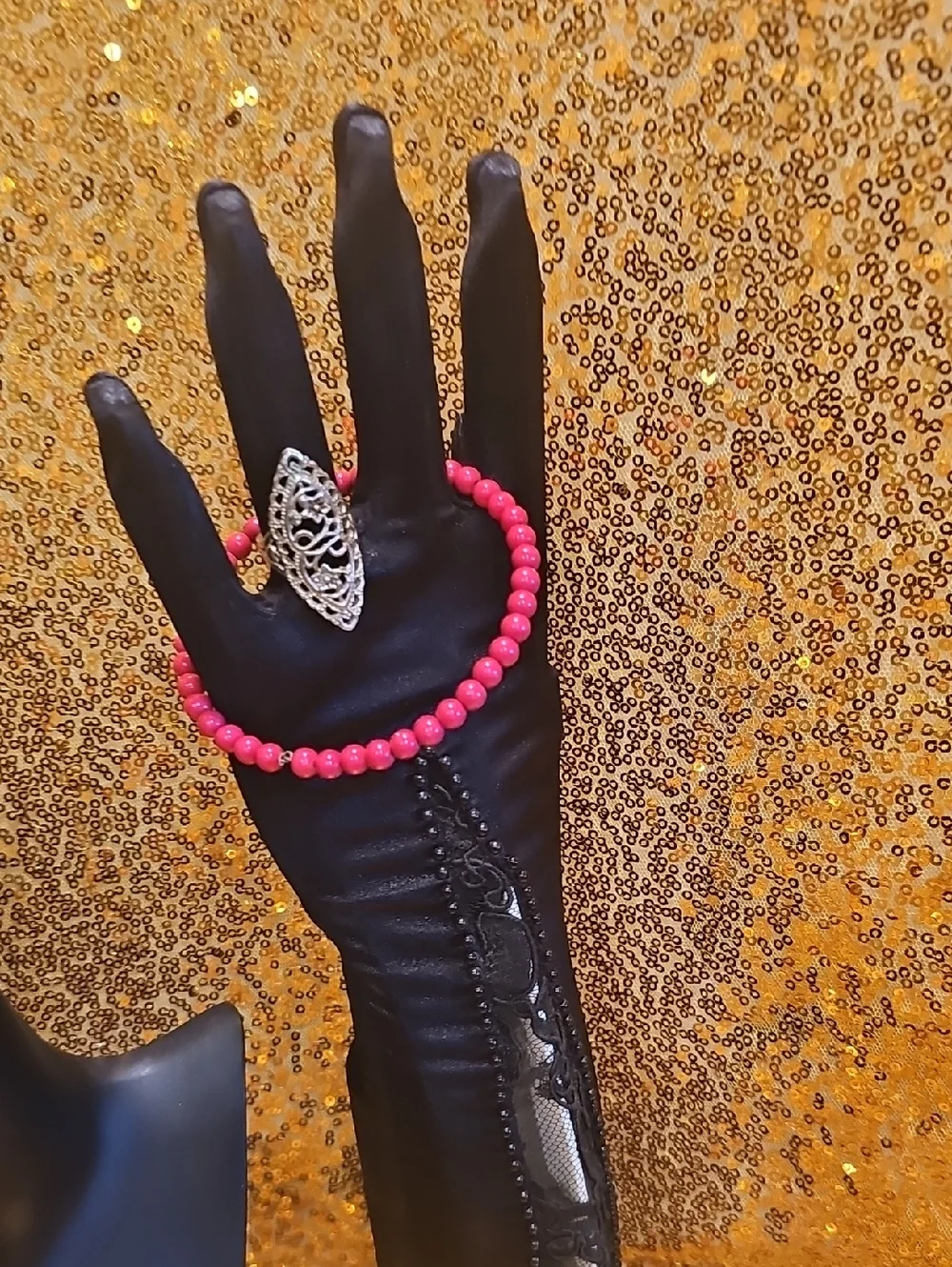 Pizazz Lady Charm Pink And Silver And Black Jewelry Set - Picture 5 of 5